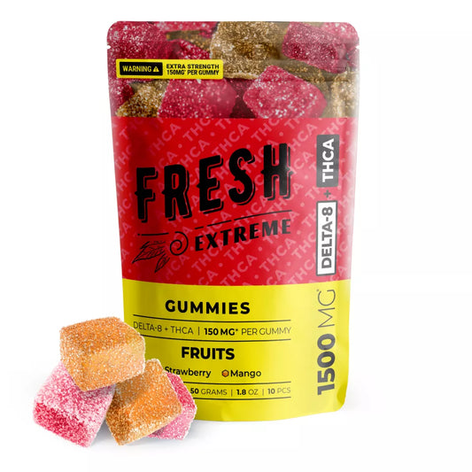 THCA, D8 Gummies - Fruits - Fresh 1500mg (Box of 12 Pouches)