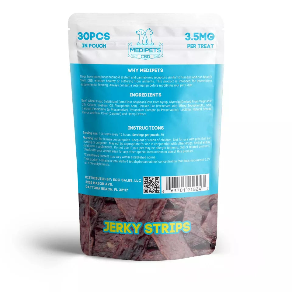 MediPets CBD Dog Treats Jerky Strips 105mg