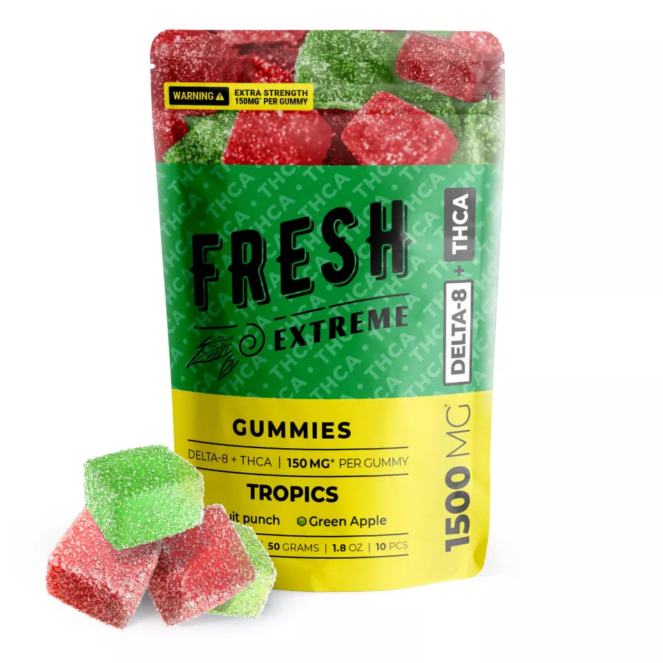 THCA, D8 Gummies - Fruits - Fresh 1500mg (Box of 12 Pouches)